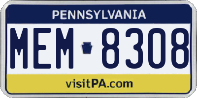 PA license plate MEM8308