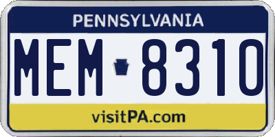 PA license plate MEM8310