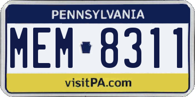PA license plate MEM8311