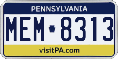PA license plate MEM8313