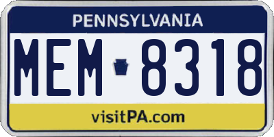 PA license plate MEM8318