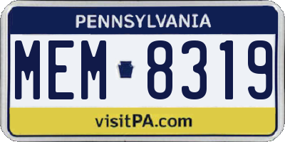 PA license plate MEM8319
