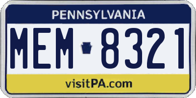 PA license plate MEM8321