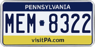PA license plate MEM8322