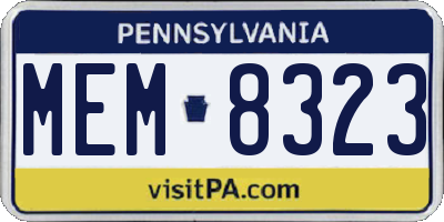 PA license plate MEM8323
