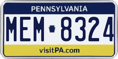 PA license plate MEM8324