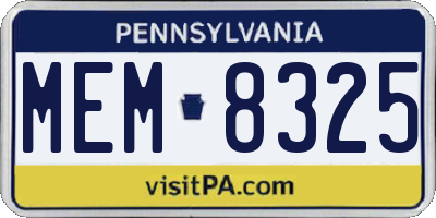 PA license plate MEM8325
