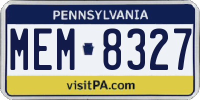 PA license plate MEM8327