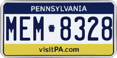 PA license plate MEM8328