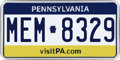 PA license plate MEM8329