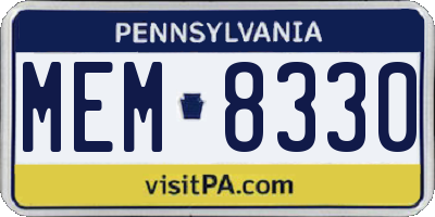PA license plate MEM8330