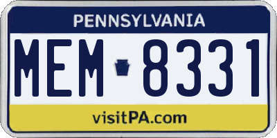 PA license plate MEM8331