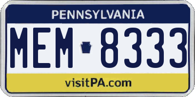 PA license plate MEM8333
