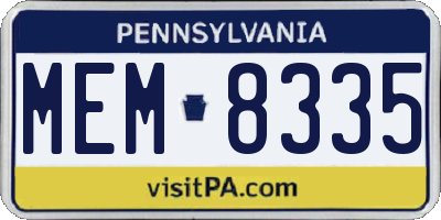 PA license plate MEM8335