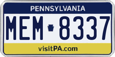 PA license plate MEM8337
