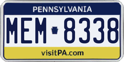 PA license plate MEM8338
