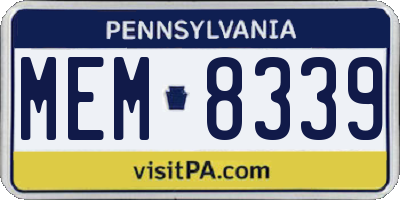 PA license plate MEM8339
