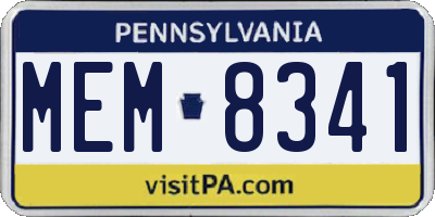 PA license plate MEM8341