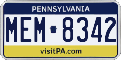 PA license plate MEM8342