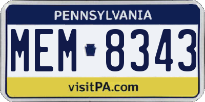 PA license plate MEM8343