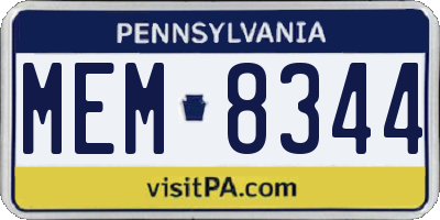 PA license plate MEM8344