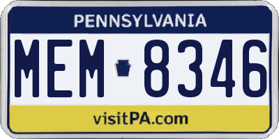 PA license plate MEM8346