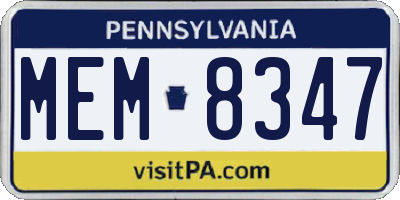PA license plate MEM8347