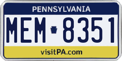 PA license plate MEM8351