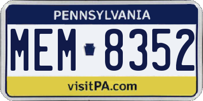 PA license plate MEM8352