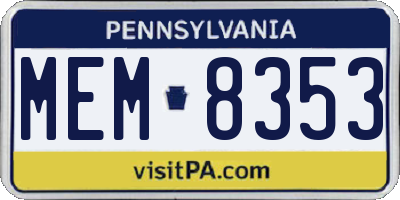 PA license plate MEM8353