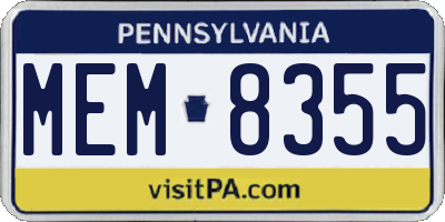 PA license plate MEM8355