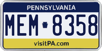 PA license plate MEM8358