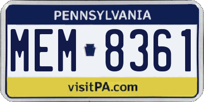 PA license plate MEM8361