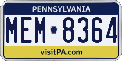 PA license plate MEM8364