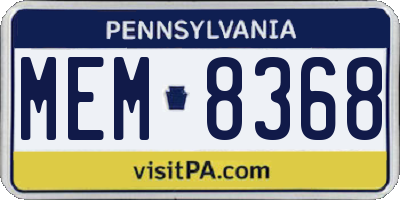 PA license plate MEM8368