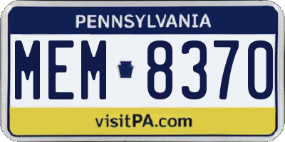PA license plate MEM8370