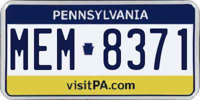 PA license plate MEM8371