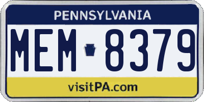 PA license plate MEM8379