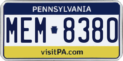 PA license plate MEM8380