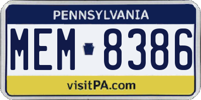 PA license plate MEM8386