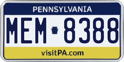 PA license plate MEM8388