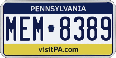 PA license plate MEM8389