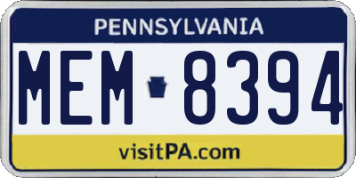PA license plate MEM8394
