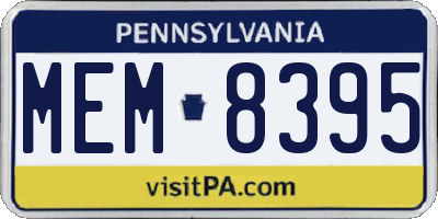 PA license plate MEM8395