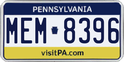 PA license plate MEM8396