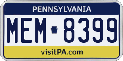 PA license plate MEM8399