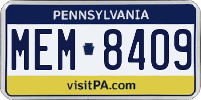 PA license plate MEM8409