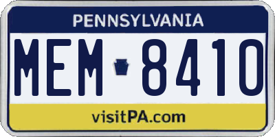 PA license plate MEM8410