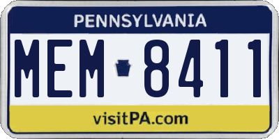 PA license plate MEM8411