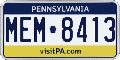 PA license plate MEM8413